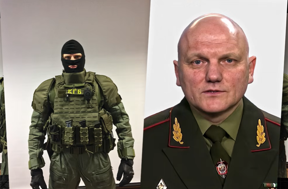 Po prawe Iwan Tertel. szef KGB Białorusi. Fot: PrtSc youtube.com/@osbbelpol
