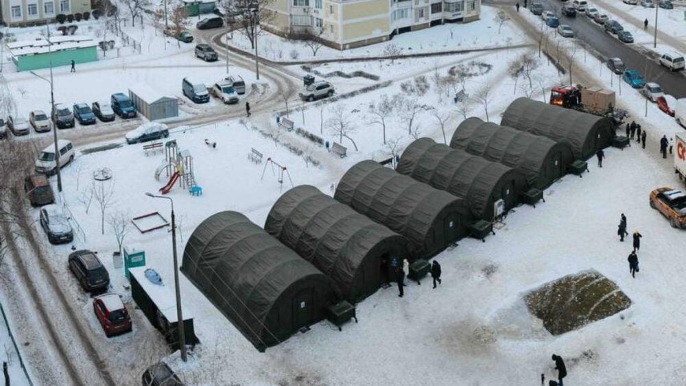 Namioty do ogrzewania w Kijowie. Fot: Państwowej Służby Ratunkowej Ukrainy