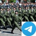 Rosyjscy żołnierze/symbol komunikatora Telegram