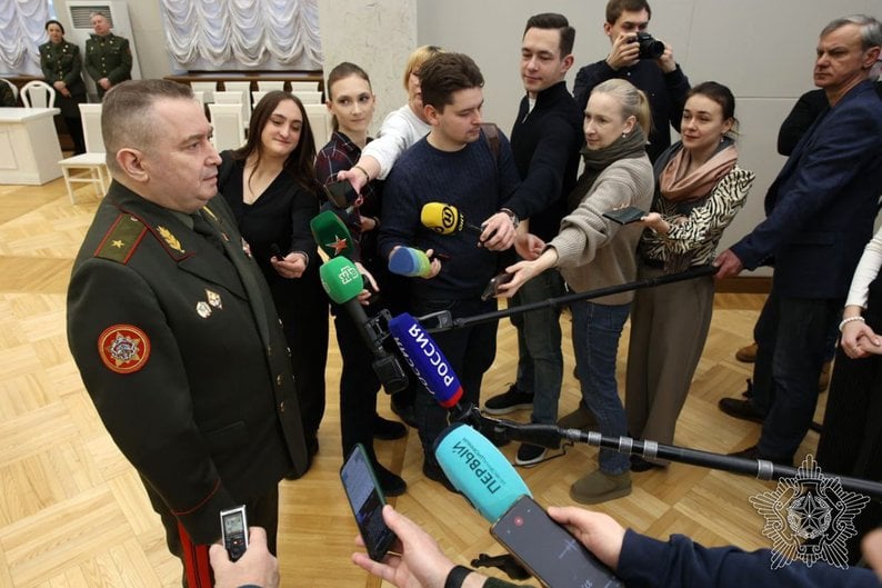 Generał dywizji armii białoruskiej Walerij Rewenko powiedział, że szkolenie jest odpowiedzią na „agresywną retorykę państw zachodnich”. Zdjęcie pochodzi z kanału Telegram Ministerstwa Obrony Białorusi.