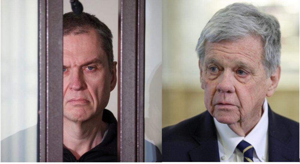 Andrzej Poczobut i John Cole. Fot: Kolaż Kresy24.pl/Sb.by/belta.by