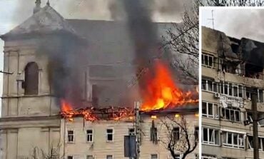 Shahedy uderzyły w centrum Lwowa! Płonie kościół i klasztor Bernardynów (WIDEO)