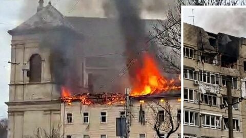 Shahedy uderzyły w centrum Lwowa! Płonie kościół i klasztor Bernardynów (WIDEO)