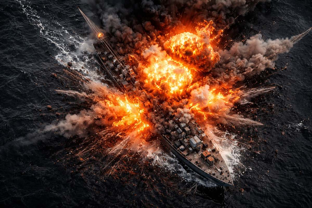 Eksplozja okrętu. Fot. ilustracyjne - AI